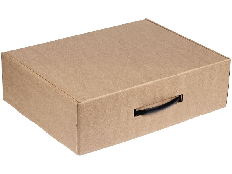 Коробка самосборная Light Case, крафт, с черной ручкой