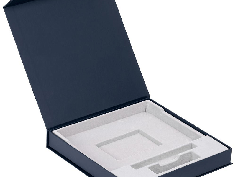 Коробка Memoria под ежедневник, аккумулятор и ручку, синяя