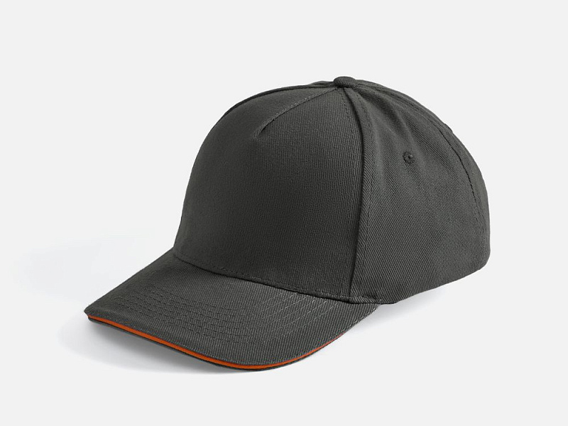 Бейсболка Long Beach, серая с оранжевым