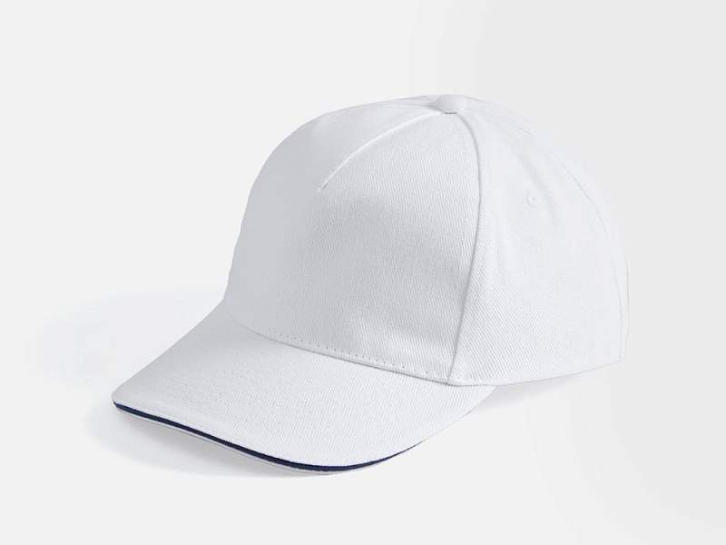 Бейсболка Long Beach, белая с темно-синим