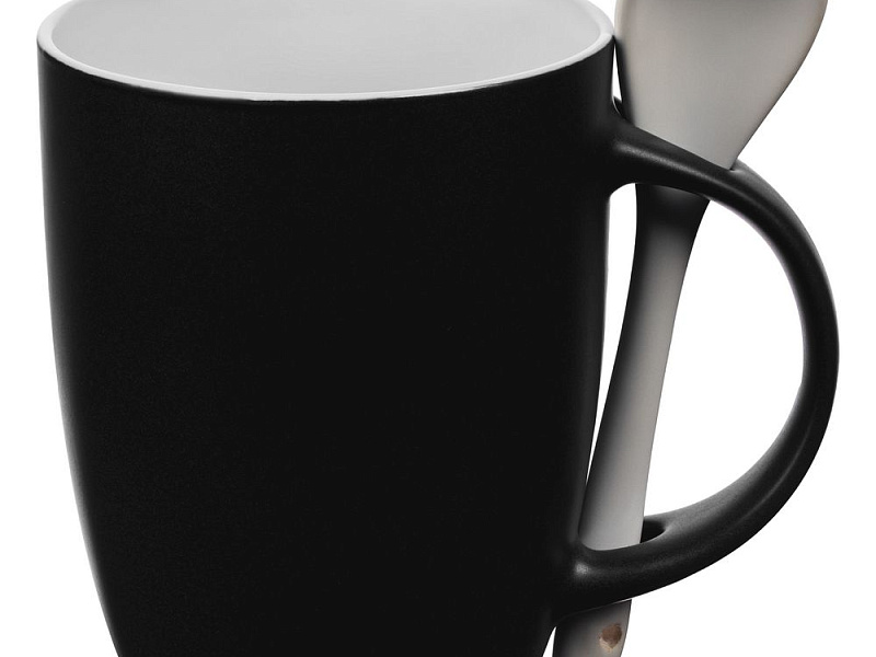 Кружка с ложкой Cheer Up, ver.2, черная