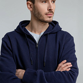 Толстовка на молнии с капюшоном унисекс King, темно-синяя