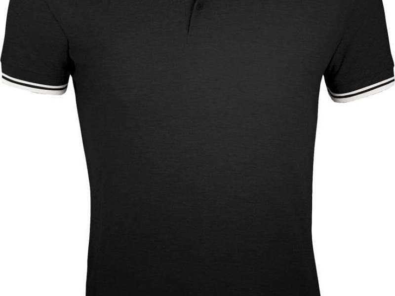 Рубашка поло мужская Pasadena Men 200 с контрастной отделкой, черная с белым