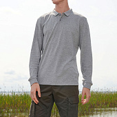 Рубашка поло унисекс с длинным рукавом Planet LSL, серый меланж