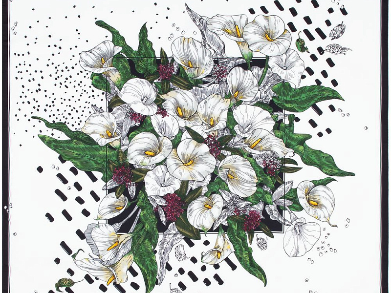 Платок шелковый Delicate, каллы