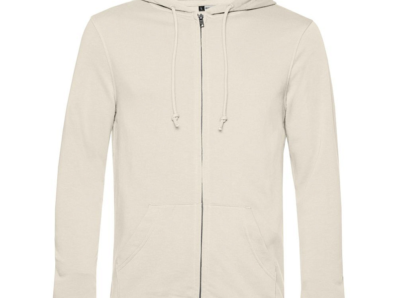 Толстовка на молнии с капюшоном унисекс BNC Inspire (Organic), молочно-белая