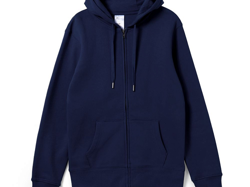 Толстовка на молнии с капюшоном унисекс King, темно-синяя