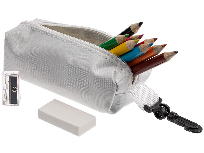 Набор Hobby с цветными карандашами, ластиком и точилкой, белый