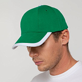 Бейсболка Honor, зеленая с белым кантом