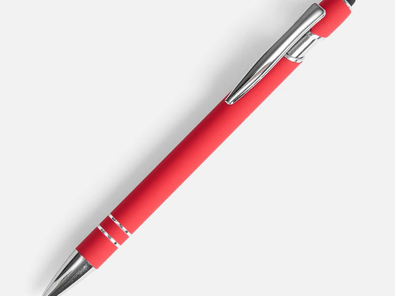 Ручка шариковая Pointer Soft Touch со стилусом, красная