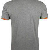 Рубашка поло мужская Pasadena Men 200 с контрастной отделкой, серый меланж с оранжевым