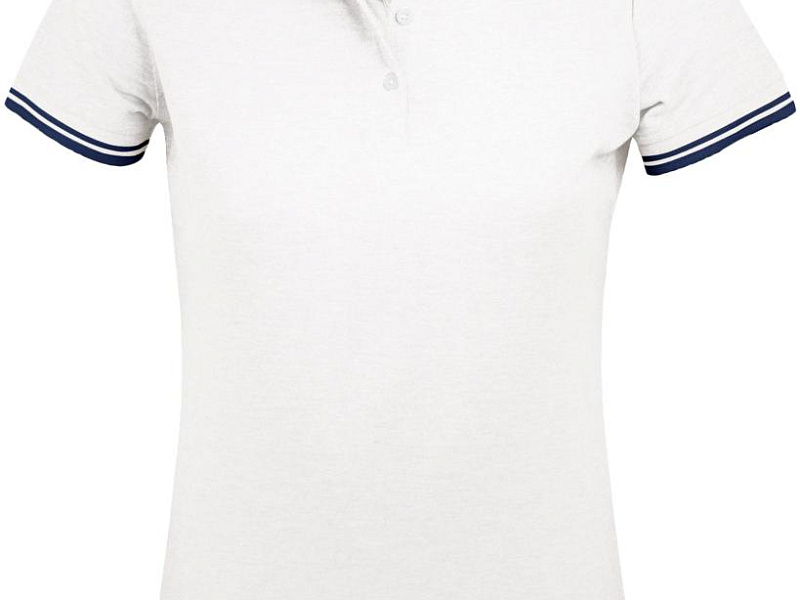 Рубашка поло женская Pasadena Women 200 с контрастной отделкой, белая с синим