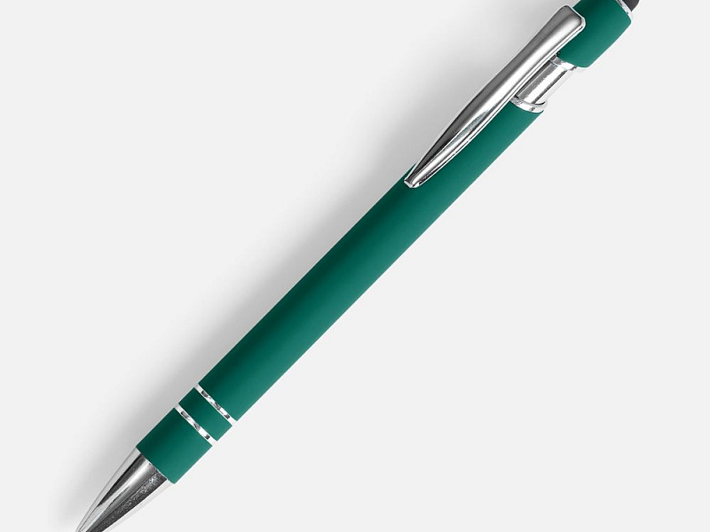 Ручка шариковая Pointer Soft Touch со стилусом, зеленая