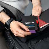 Автобумажник Arrival, черный с красным