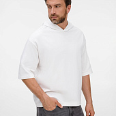 Футболка оверсайз унисекс с капюшоном Neofit, молочно-белая