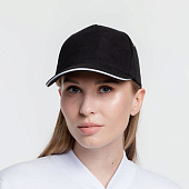 Бейсболка Classic, черная с белым кантом