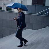 Зонт-трость Magic с проявляющимся цветочным рисунком, темно-синий