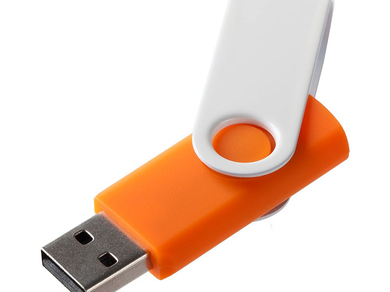 Флешка Twist Color, оранжевая с белым, 16 Гб
