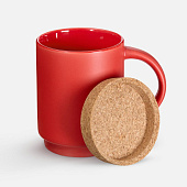 Кружка с пробковой подставкой Corky, красная