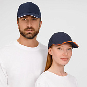 Бейсболка Buffalo, темно-синяя с неоново-оранжевым