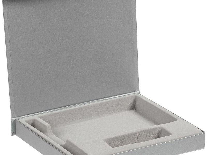 Коробка Doc под блокнот, аккумулятор и ручку, серебристая