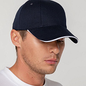 Бейсболка Canopy, темно-синяя с белым кантом