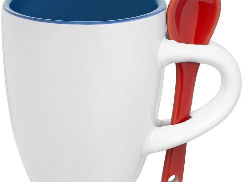 Кофейная кружка Pairy с ложкой, синяя с красной