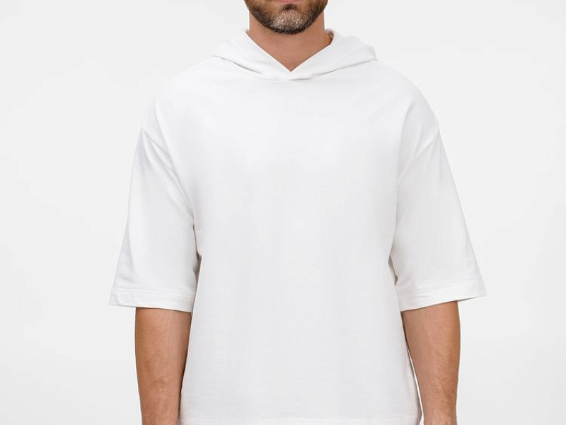 Футболка оверсайз унисекс с капюшоном Neofit, молочно-белая