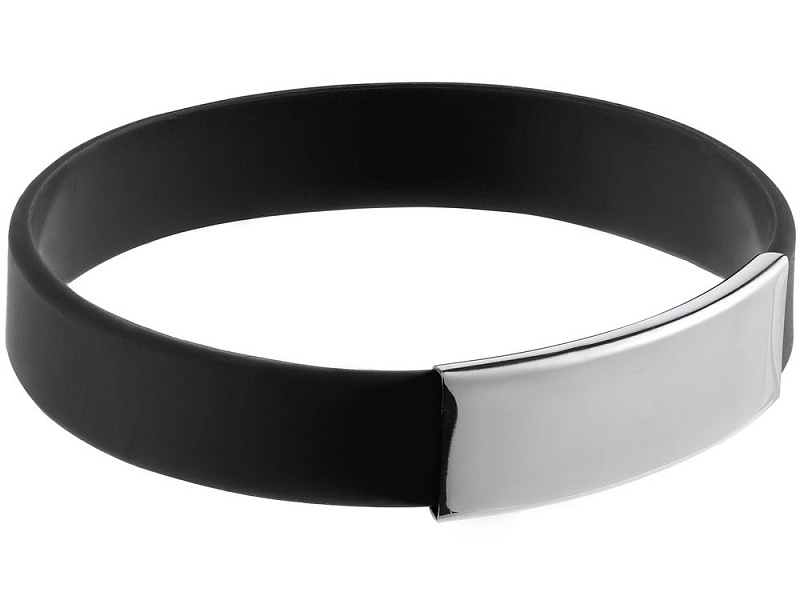 Силиконовый браслет Brisky с металлическим шильдом, черный