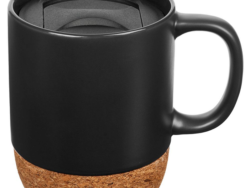 Кружка с пробковой подставкой Corky Walk, черная