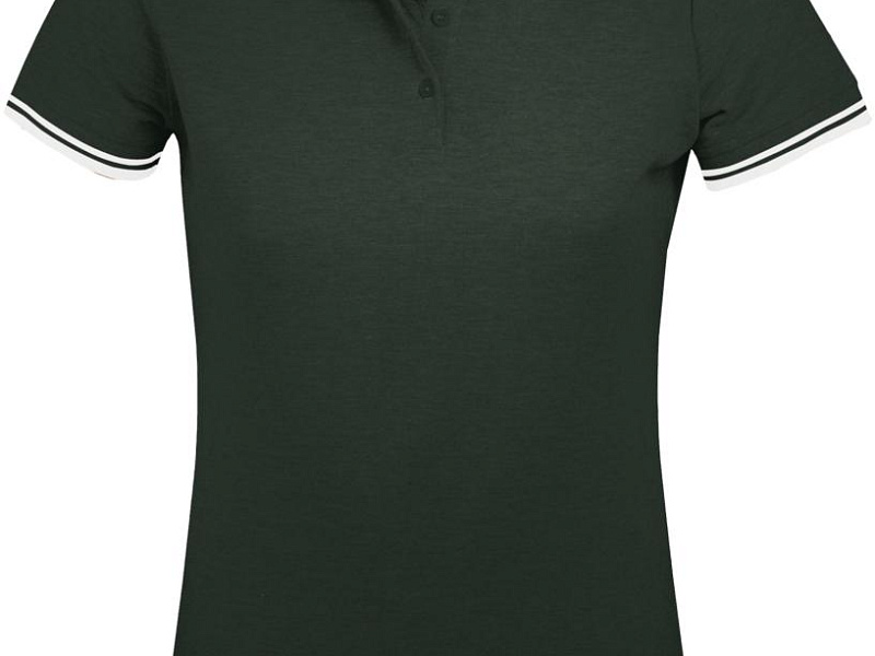 Рубашка поло женская Pasadena Women 200 с контрастной отделкой, зеленая с белым