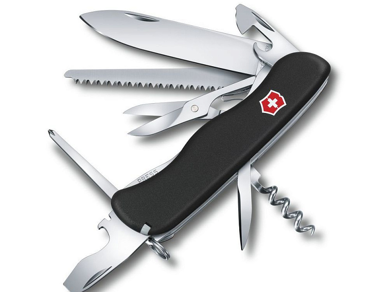 Солдатский нож с фиксатором лезвия OUTRIDER, черный