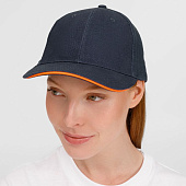 Бейсболка Buffalo, темно-синяя с неоново-оранжевым