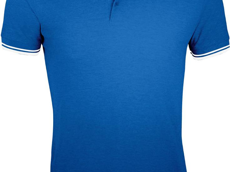 Рубашка поло мужская Pasadena Men 200 с контрастной отделкой, ярко-синяя с белым