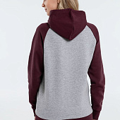 Толстовка унисекс Seattle, серый меланж с бордовым