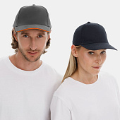 Бейсболка Long Beach, серая с оранжевым