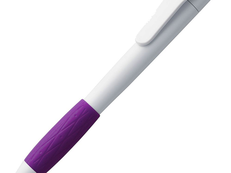 Ручка шариковая Grip, белая с фиолетовым