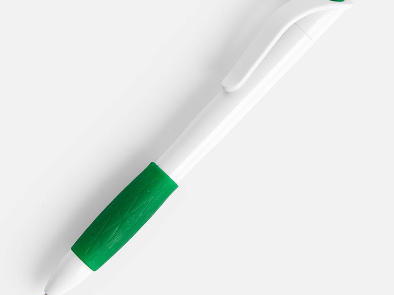 Ручка шариковая Grip, белая с зеленым