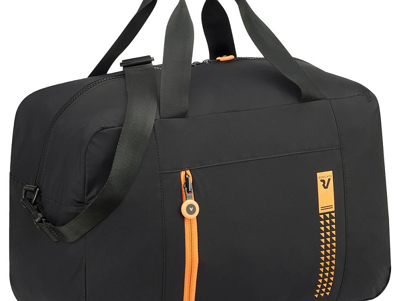 Сумка дорожная Compact Neon, черная с оранжевым