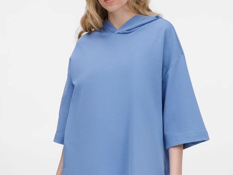 Футболка оверсайз унисекс с капюшоном Neofit, синяя