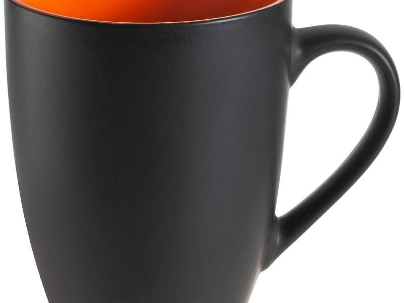 Кружка Bright Tulip, матовая, черная с оранжевым