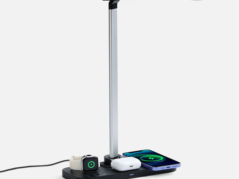 Настольная лампа с беспроводной зарядкой Power Light, черная