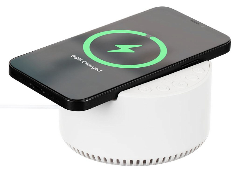 Bluetooth-колонка с беспроводной зарядкой relaxTime, белая