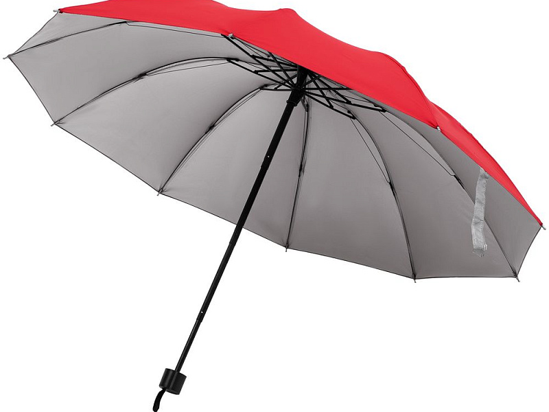 Зонт наоборот складной Stardome, красный с серебристым