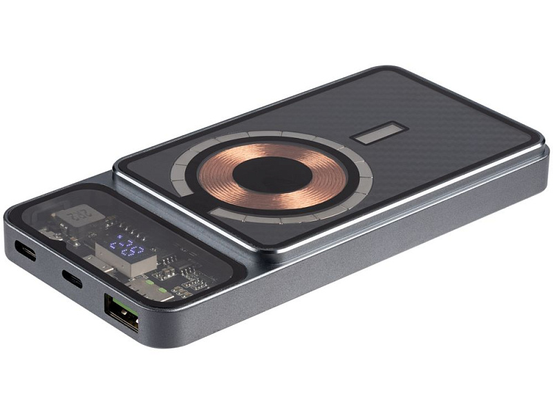 Магнитный беспроводной аккумулятор Cooper Prime 10000 мАч, темно-серый