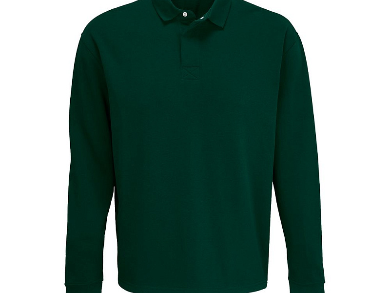 Рубашка поло оверсайз с длинным рукавом Heritage, темно-зеленая