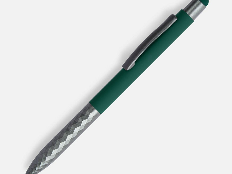 Ручка шариковая Digit Soft Touch со стилусом, зеленая