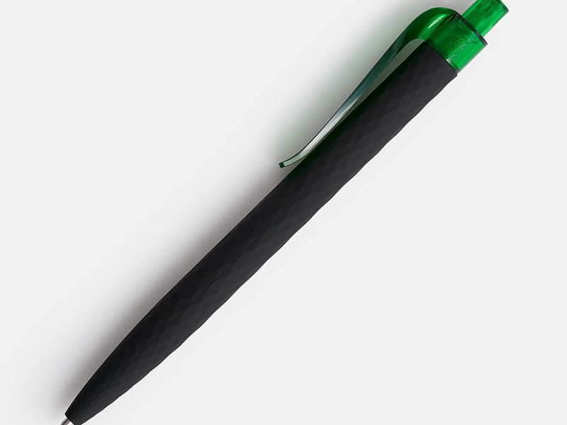 Ручка шариковая Prodir QS01 PRT-T Soft Touch, черная с зеленым