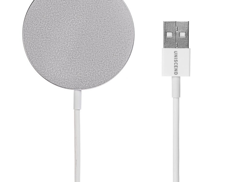 Беспроводное зарядное устройство с магнитами Magmate, серебристое