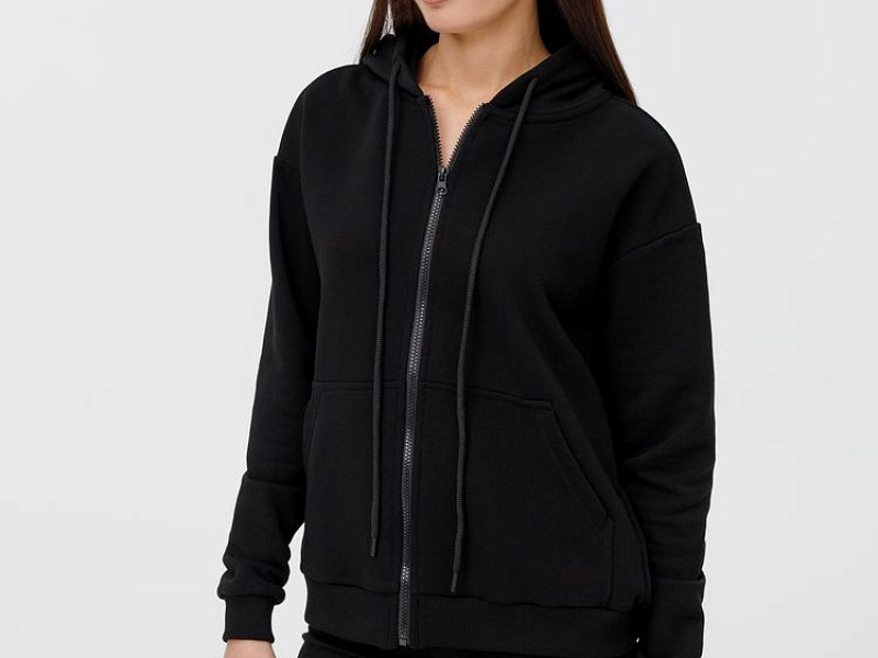 Толстовка унисекс оверсайз на молнии Zippy Terry, черная